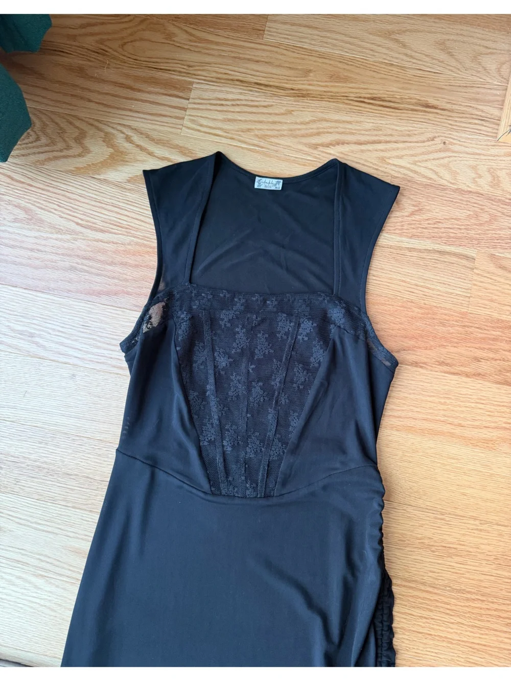 Free People Black Lace-Front Midi Dress